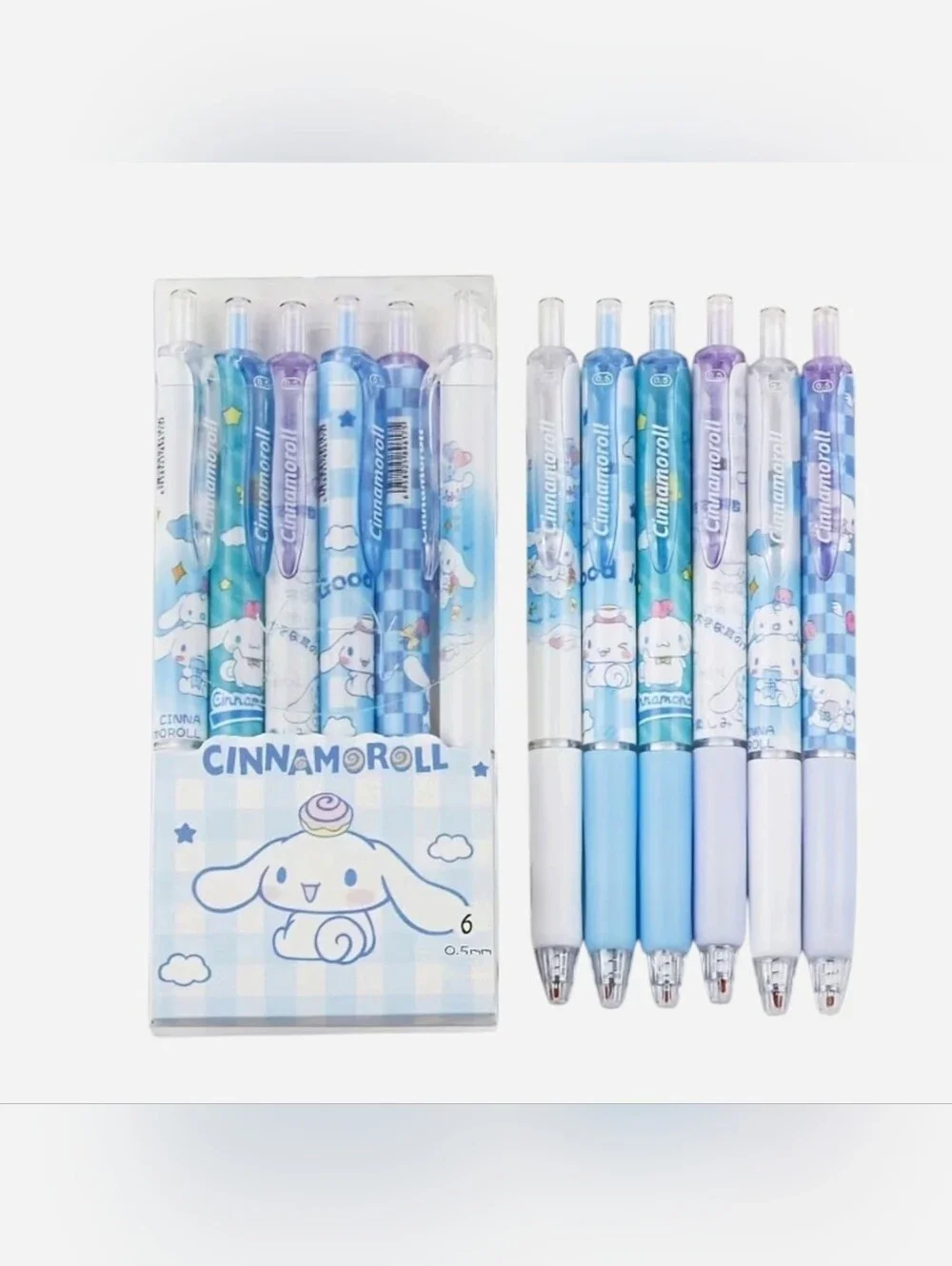 Cinnamoroll Kawaii 6 piece Retractable Pen Set NEW in Package